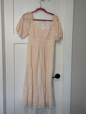 Baltic Born Mildred Embroidered Midi Dress - Vintage Cream (NWT)